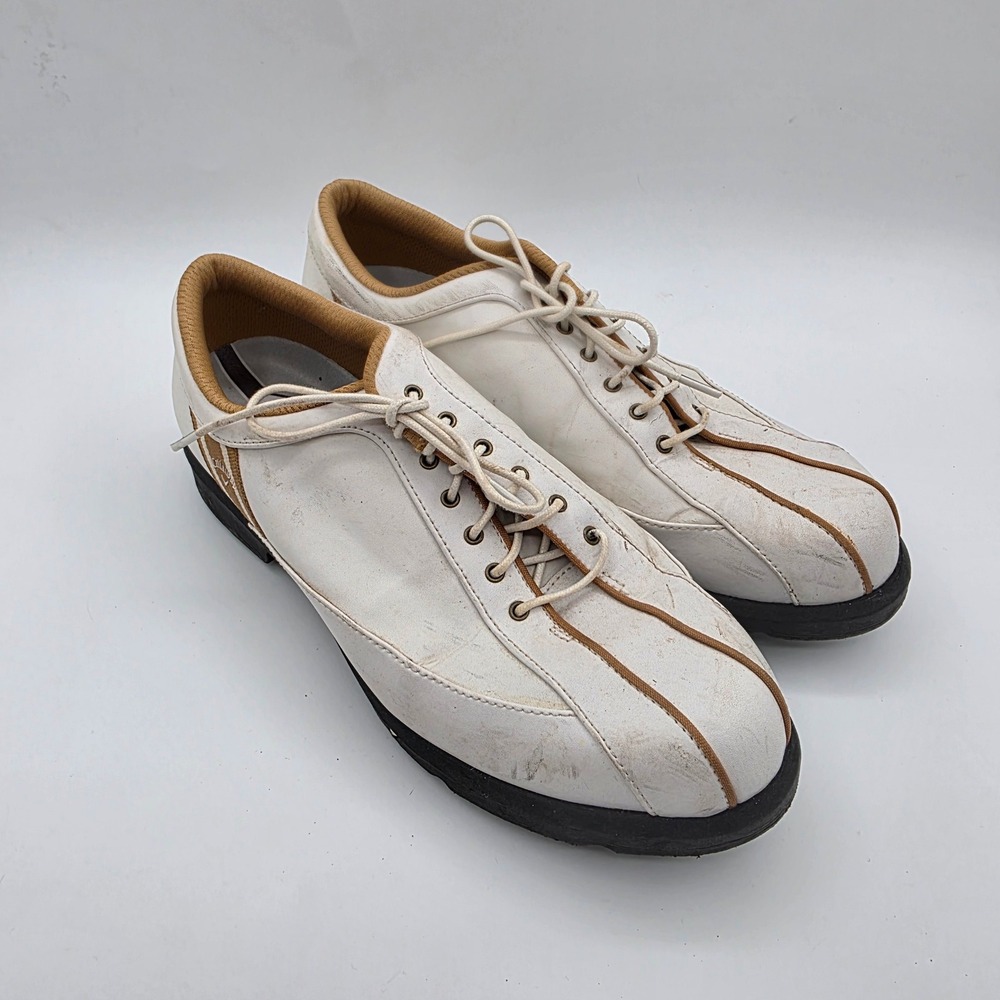 Callaway Womens White Tan Leather Spiked Golf Shoes‎ W349-20 Size 7